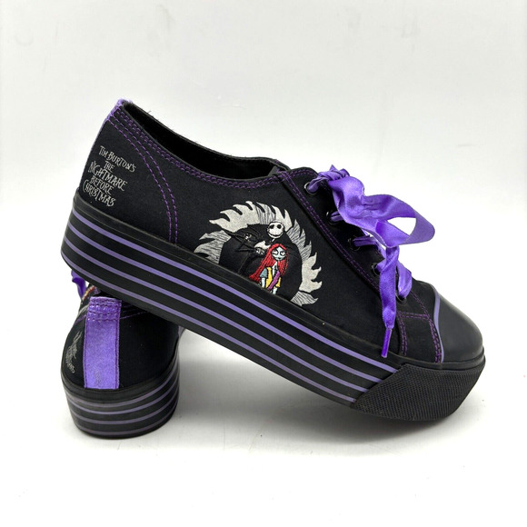 2003 Nightmare Before Christmas 10th Anniversary Black Purple Platform Sneaker 8 - Picture 10 of 16